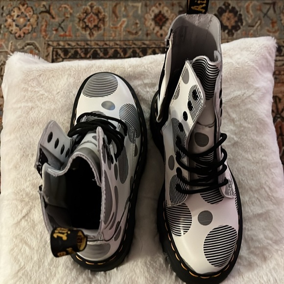DR. MARTENS JADON BOOT POLKA DOT SMOOTH LEATHER PLATFORMS.